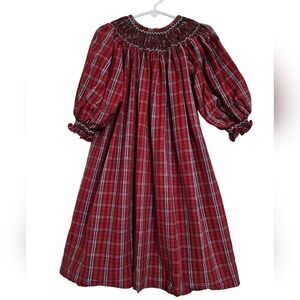 Strasburg Red Tartan Plaid Smocked Dress Sz 3 - 3Y